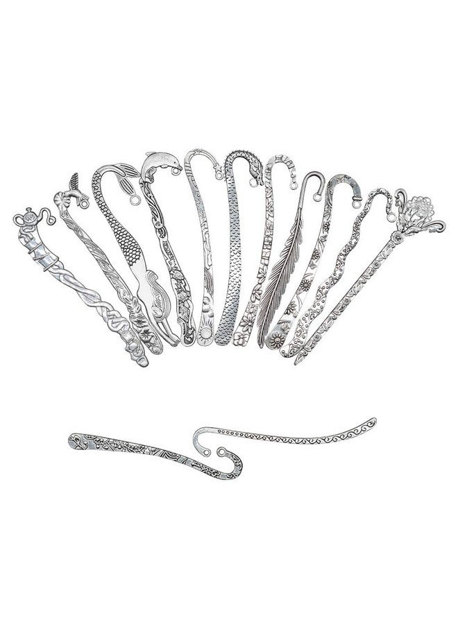 HOSTK 10Pc Silver Metal Bookmark Hairpin Hook Carved Antique Vintage With Pendant Jewellery Making Mermaid Souvenirs Plain Embossed - Image 1