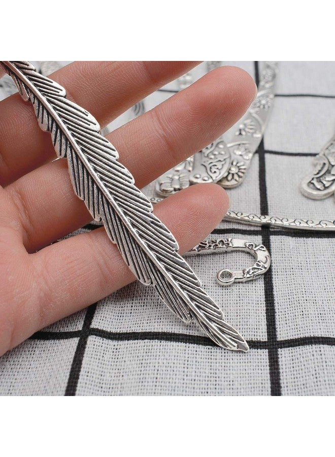 HOSTK 10Pc Silver Metal Bookmark Hairpin Hook Carved Antique Vintage With Pendant Jewellery Making Mermaid Souvenirs Plain Embossed - Image 3
