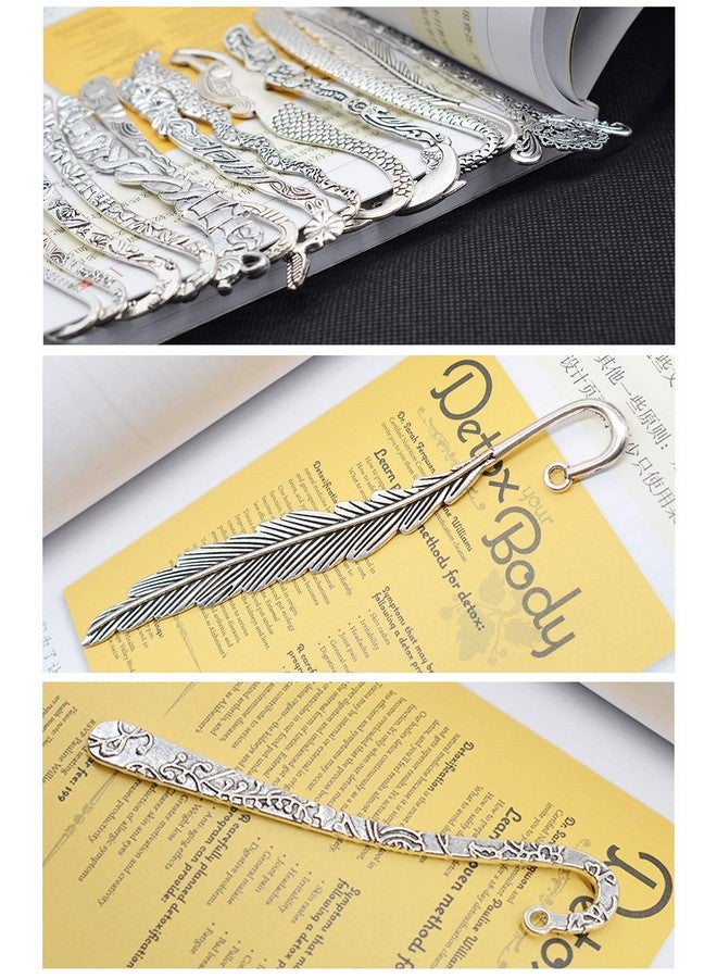 HOSTK 10Pc Silver Metal Bookmark Hairpin Hook Carved Antique Vintage With Pendant Jewellery Making Mermaid Souvenirs Plain Embossed - Image 2