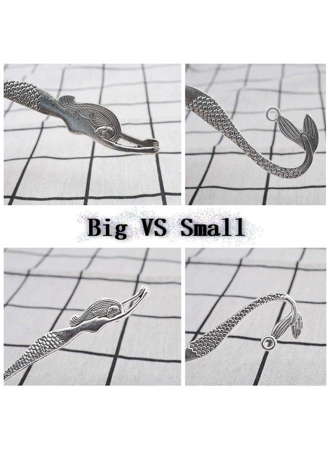 HOSTK 10Pc Silver Metal Bookmark Hairpin Hook Carved Antique Vintage With Pendant Jewellery Making Mermaid Souvenirs Plain Embossed - Image 4