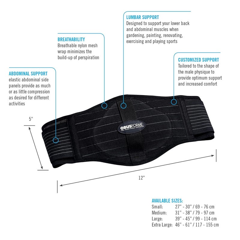 ObusForme Men's Back Support Belt for Lumbar Pain Relief - Medium/Large - Image 3