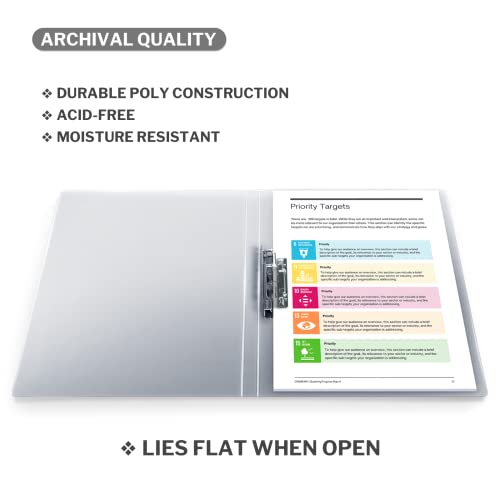 CRANBURY Punchless Clamp Binder (4-Pack, Gray), Ringless Binder Holds 100 Letter Size Pages, Documents, 8.5x11 Folder with Metal Clip for Home or Office, Transparent Acid-Free Poly - Image 2
