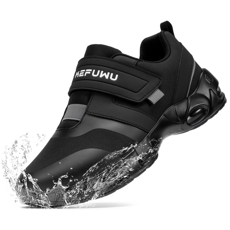 KEFUWU Waterproof Diabetic Shoes for Men Wide Black Slip On Walking Shoes Kitchen Chef Restaurant Swollen Feet Food Service Work 11 Wide Man Black - Image 2