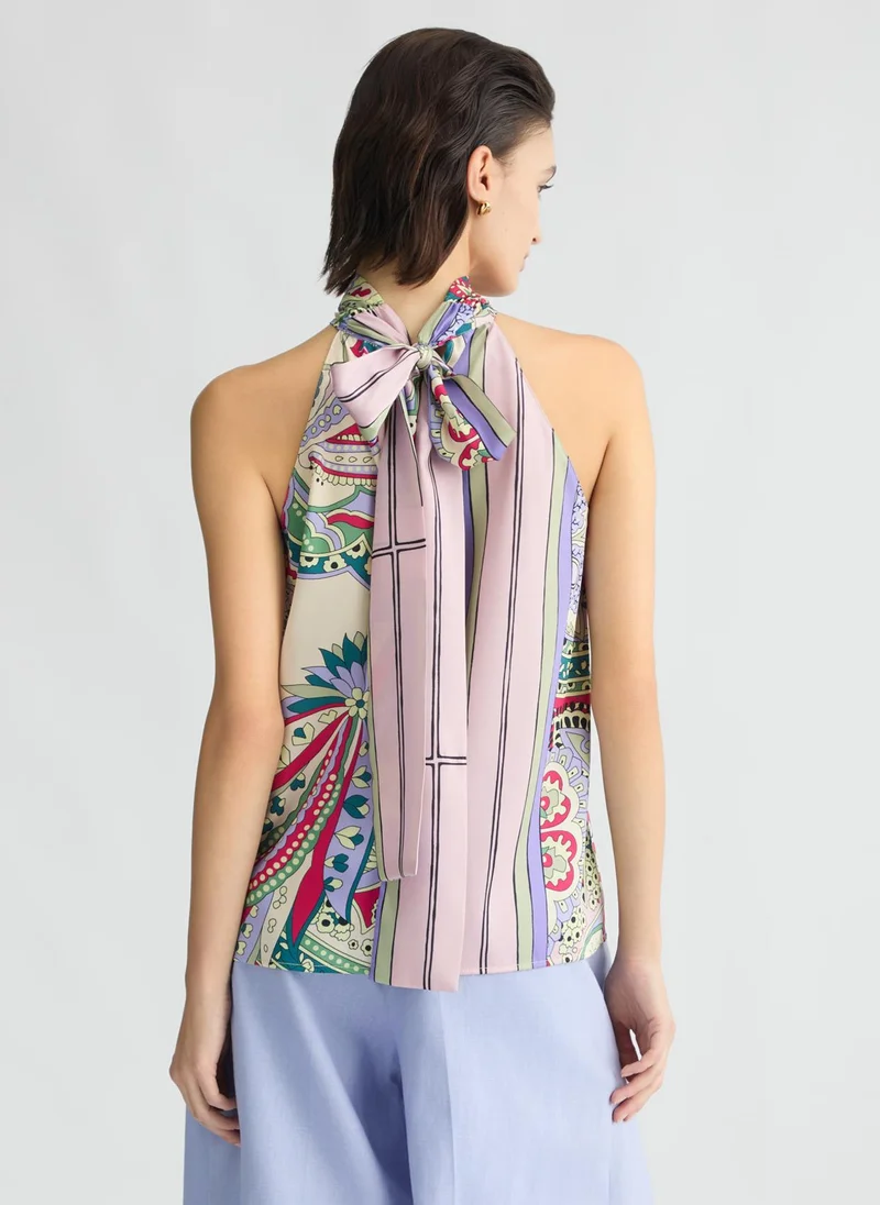 ليو جو بلوزة ساتان مطبوعة