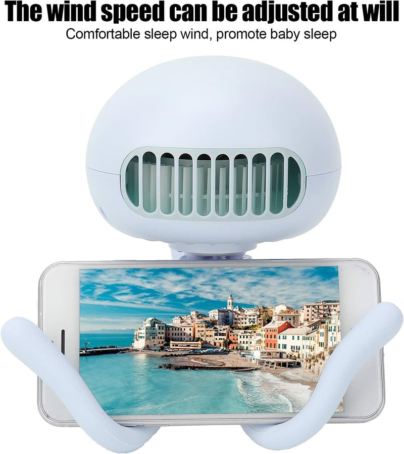 klarako Baby Stroller Fan, Octopus Shape Mobile Phone Desktop Stand USB Small Portable Fan for Baby Cart, Home (Blue) - Image 2