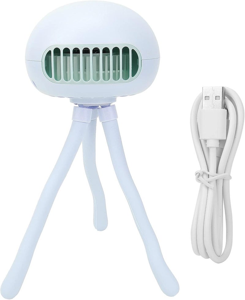 klarako Baby Stroller Fan, Octopus Shape Mobile Phone Desktop Stand USB Small Portable Fan for Baby Cart, Home (Blue) - Image 1