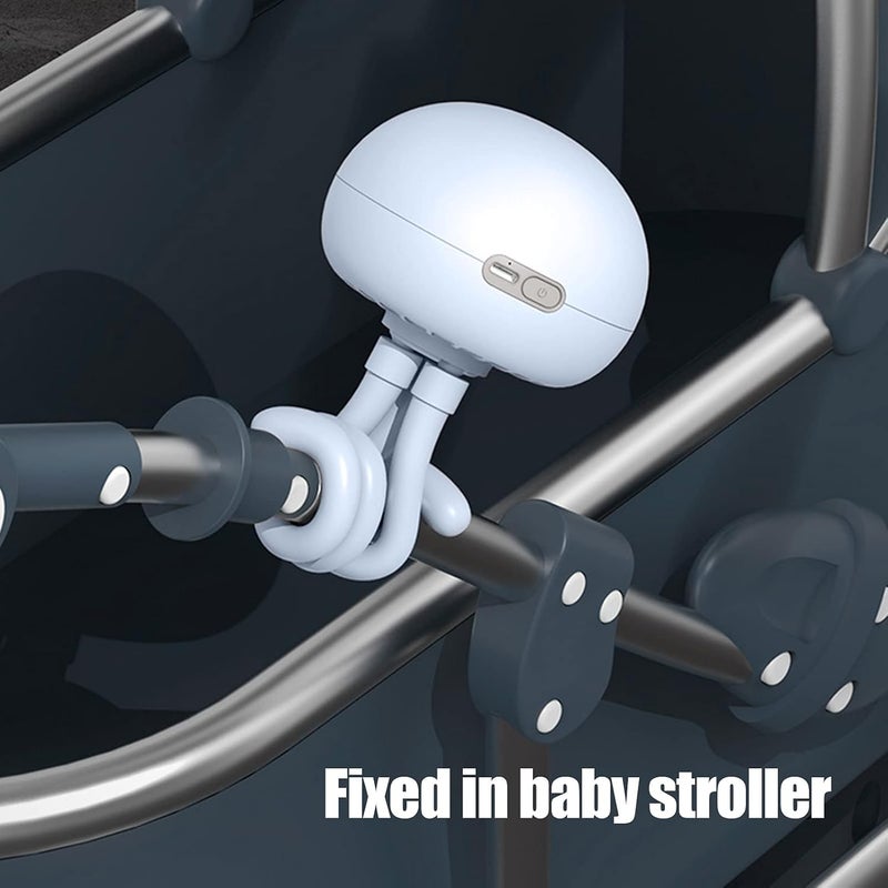 klarako Baby Stroller Fan, Octopus Shape Mobile Phone Desktop Stand USB Small Portable Fan for Baby Cart, Home (Blue) - Image 3