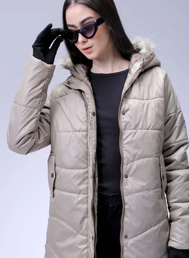 Freehand Women Relaxed Fit Solid Quilted Jacket