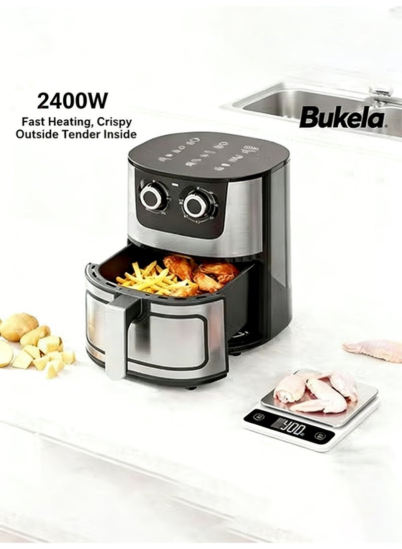 Bukela Automatic Air Fryer 7L 2400W with Digital Control, Preheat Function, and Overload Protection for Healthy Cooking without Oil - Image 2