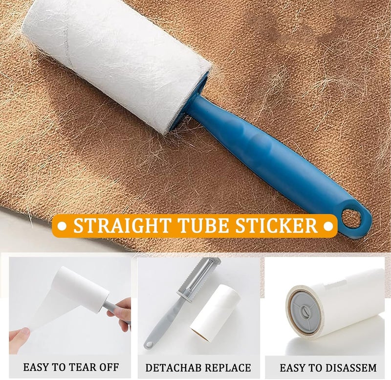 Extra Sticky Lint Roller Set 5 Refills 1 Handle Easy Peeling Lint Remover for Clothes Carpet Sofa Furniture 360 Sheets Grey - Image 4