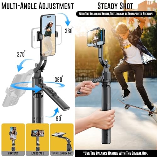 WeCool S8 AI-Powered Selfie Stick for Mobile, Auto Face Tracking Tripod with 360° Auto Rotating Selfie Stick, 64-inch/163 cm Long Aluminum Extension for Mobile & Camera with Quad-Leg Stability. - Image 2