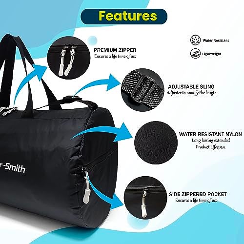 Jager_Smith Jager-Smith GB 600 Multipurpose Gym Bag with Shoe Compartment (Black, White & Bottle Green) - Image 4
