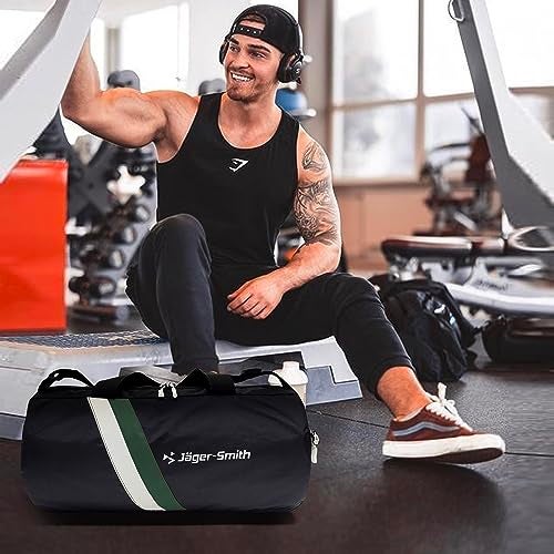Jager_Smith Jager-Smith GB 600 Multipurpose Gym Bag with Shoe Compartment (Black, White & Bottle Green) - Image 5