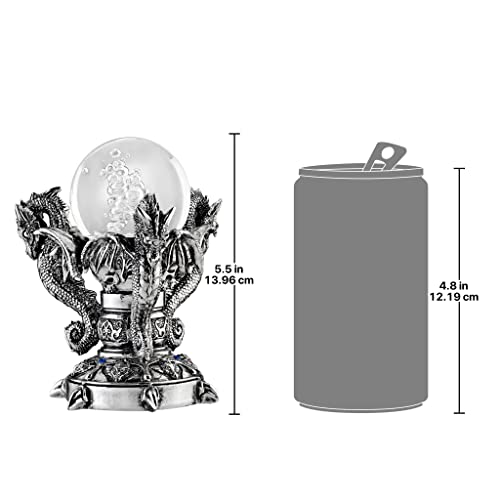 Design Toscano Dragons of Corfu Castle Gothic Decor Statue Globe Figurine, 5 Inch, Polyresin and Glass, Silver Chrome - Image 5