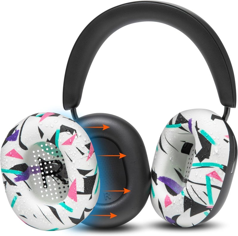 WC SweatZ Ace - Patented Earpad Sweat Covers for Sonos Ace Wireless Noise Cancelling Headphones by Wicked Cushions | Sweatproof & Easily Washable | 90's White - Image 1