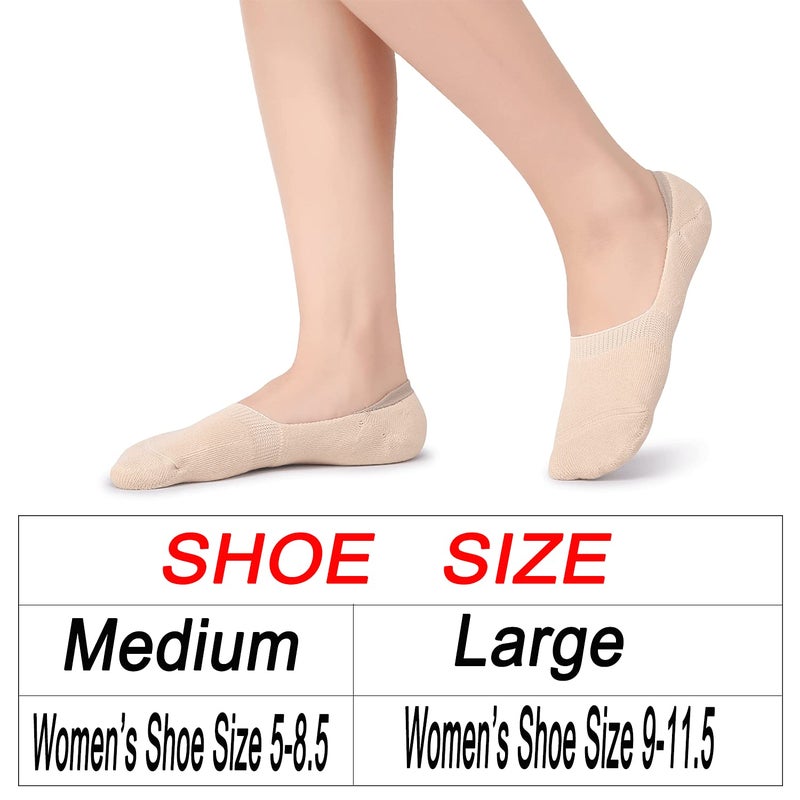 Pareberry Women's Thick Cushion Cotton Athletics Casual Low Cut Flat Non-Slip Boat Liner No Show Socks-5/10 Pack (Shoe Size: 5-8.5, Beige) - Image 3