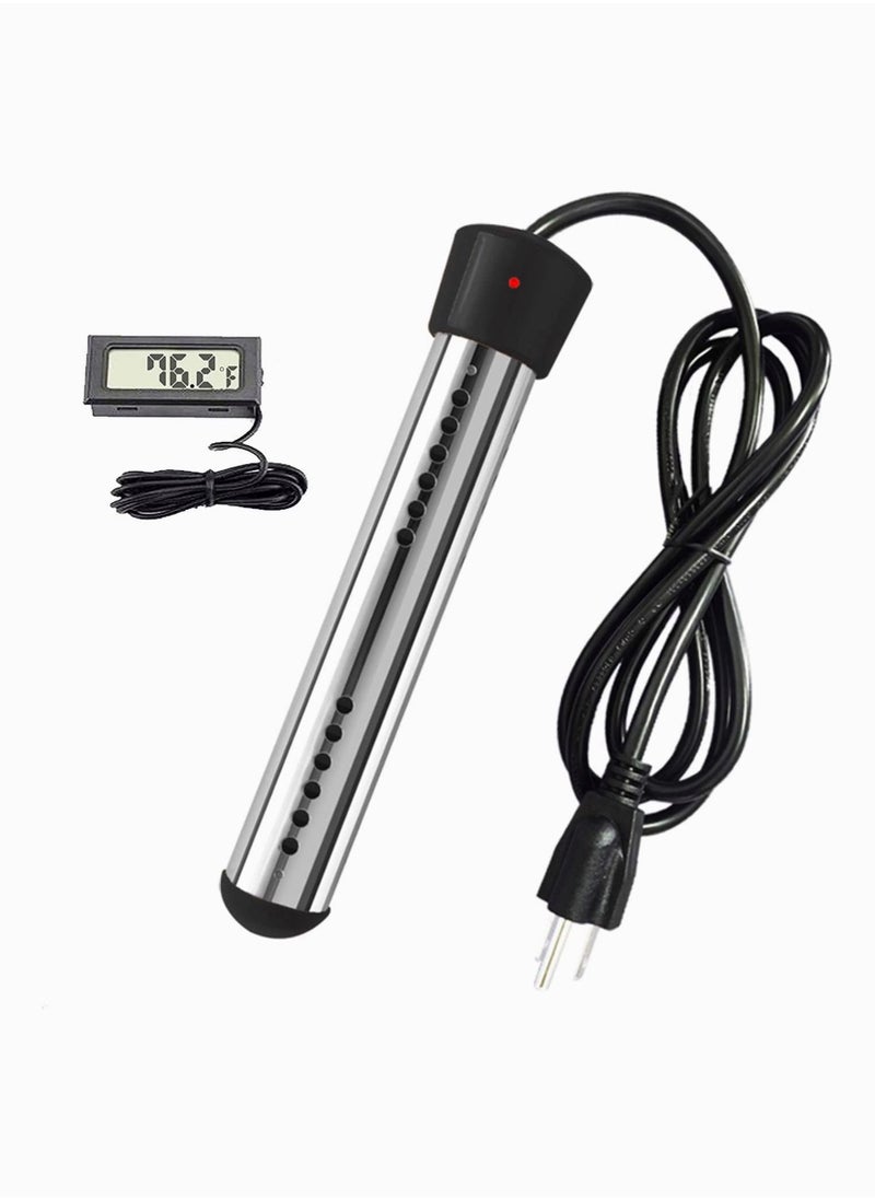 Captaintech Immersion Water Heater, Electric Portable Bucket Heater with Stainless-steel Cover Submersible Water Heater with Digital Thermometer for Pool Bathtub, Basin, Fully Immersed While Using  - Image 1