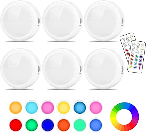 Cadrim Puck Lights, Cadrim 13 Colors Changeable LED Puck Lightings, LED Lights for Bedroom, Under Cabinet Lights, Under Cabinet Lighting with 2 Wireless Remote Controls for Kitchen(6 Pack) - Image 5