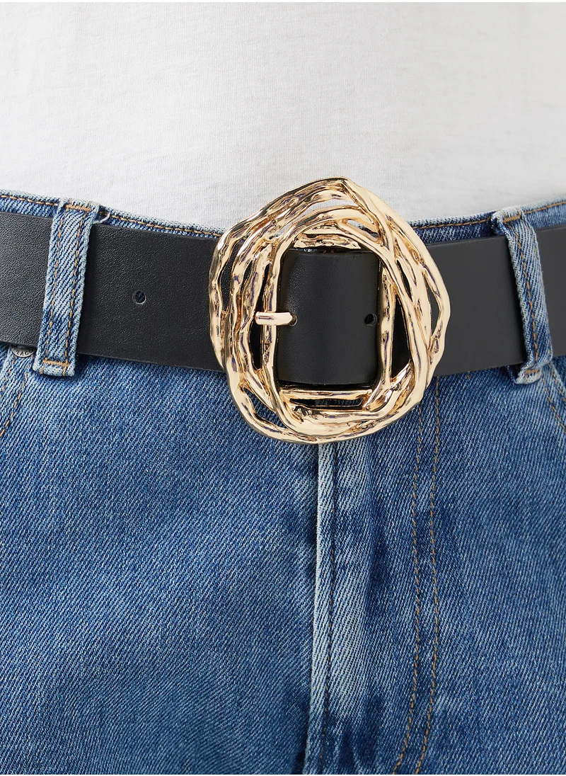 ELLA Statement Hammered Buckle Belt