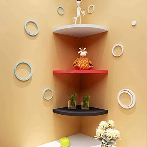 DDS Dream Decor Shoppee Wooden Corner Floating Shelves, 3 Tiers Small Beautiful Wall Mounted Corner Shelves Engineered Wood Board Display Decoration Storage Shelf for Living Room Bedroom - Image 5