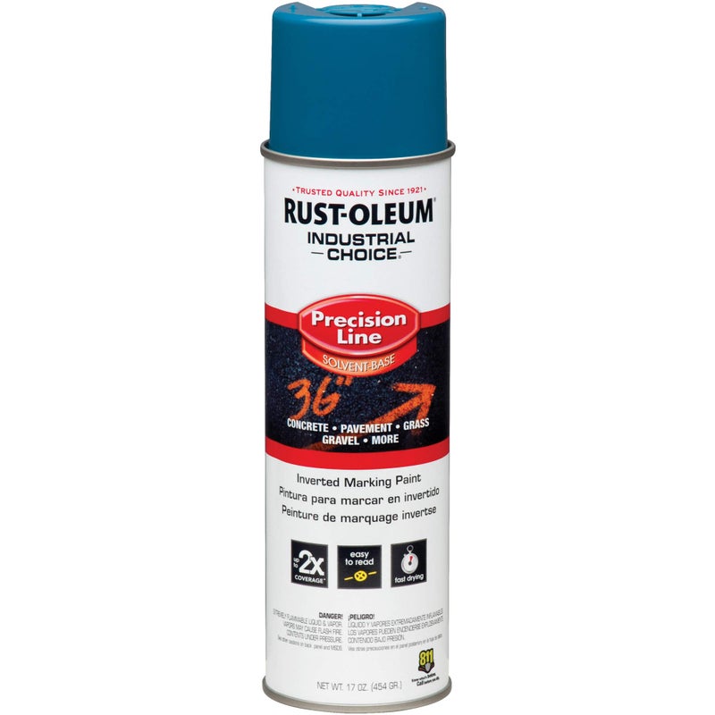 RUST-OLEUM Industrial Choice M1600/M1800 System Precision-Line Caution Blue Inverted Marking Paint [Set of 12] - Image 3