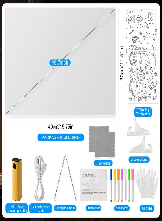 VINTS LED Drawing Board,19-Inch Acrylic Dry Erase Board with Light,3 Modes & 7 Colors Light up Drawing Board with Stand,7 Markers,3 Tracing Templates for Kids Teen Gifts,15.75"X11.81" - Image 2