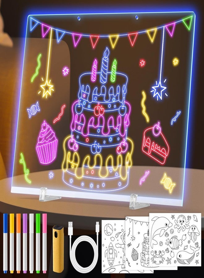 VINTS LED Drawing Board,19-Inch Acrylic Dry Erase Board with Light,3 Modes & 7 Colors Light up Drawing Board with Stand,7 Markers,3 Tracing Templates for Kids Teen Gifts,15.75"X11.81" - Image 1