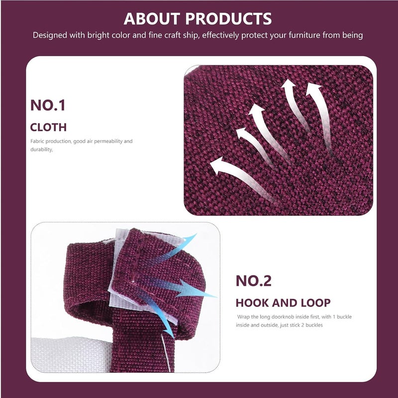 VERDANVERSE Purple Fabric Refrigerator Door Handle Cover 2pcs, Kitchen Handle Protection Gloves for Fridge and Appliance Doorknobs, Washable Door Knob Protector - Image 4