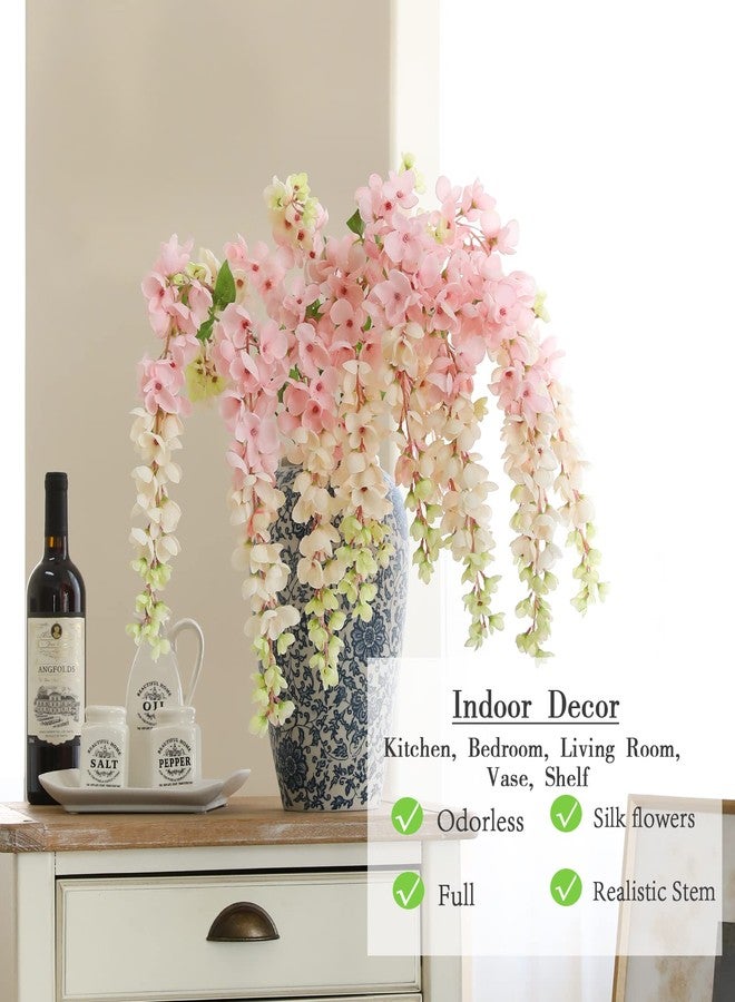 dallisten 3 Strands 40'' Silk Blush Wisteria Artificial Flowers, Fake Wisteria Floral Hanging Plant Garland, for Home Decor, Party, Floor Vase, Balcony, Wedding Arrangement Decoration (Blush) - Image 3