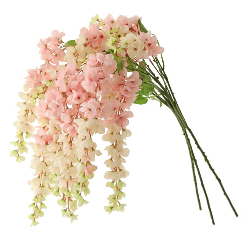dallisten 3 Strands 40'' Silk Blush Wisteria Artificial Flowers, Fake Wisteria Floral Hanging Plant Garland, for Home Decor, Party, Floor Vase, Balcony, Wedding Arrangement Decoration (Blush) - Image 1