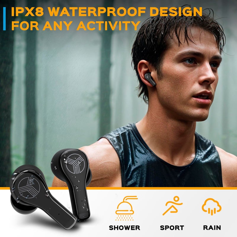 Treblab WX8 - True Wireless Earbuds with Pure Sound, Soft Silicone Ear Buds, IPX8 Waterproof, 28H Play, Wireless Charging, Noise Reduction Touch Control, In-Ear Bluetooth Headphones for Sports Running - Image 4