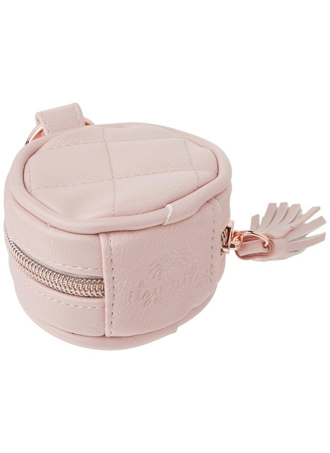 Itzy Ritzy Itzy Ritzy Pacifier Holder Case with Clip-Pacifier Case Includes Clasp to Easily Attach to a Diaper Bag or Purse, Measures 2.5" in Diameter and Holds 2 Pacifiers (Blush)  - Image 2