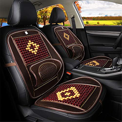 LKXHarleya Wood Beaded Comfort Seat Cover with Cooling Ventilated Mesh Lumbar Back Brace Massage Support Cushion for Car Seat Chair - Image 1