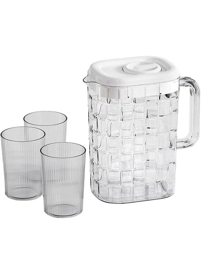 2000ml cold water pitcher with handle, suitable for home drinks and outdoor parties | 1 water pitcher, 2 cups - Image 1