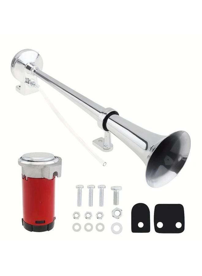12V Super Loud 135dB Single Trumpet Air Horn Silvery For Truck Boat And Train - Image 4