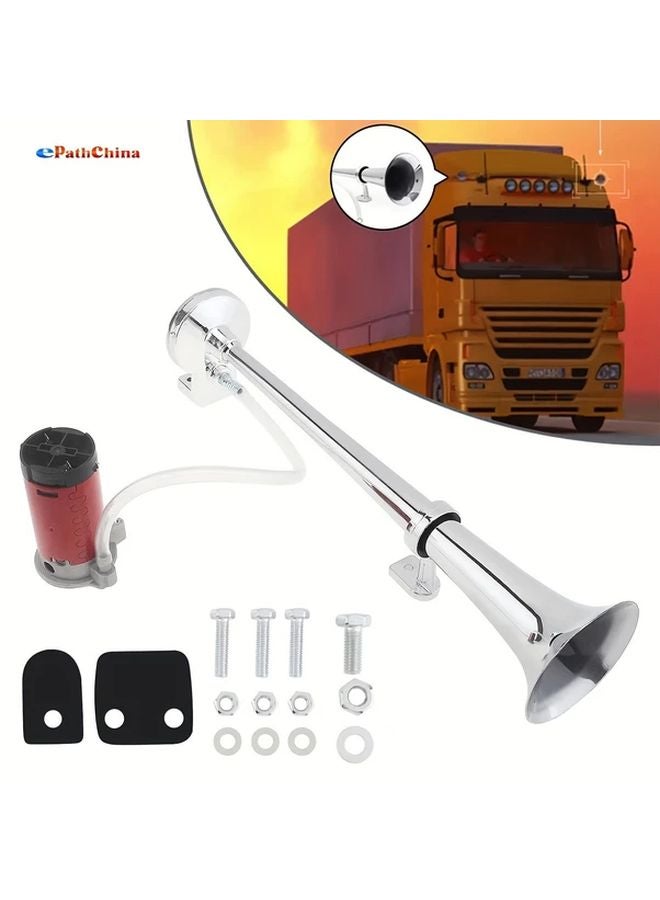 12V Super Loud 135dB Single Trumpet Air Horn Silvery For Truck Boat And Train - Image 2