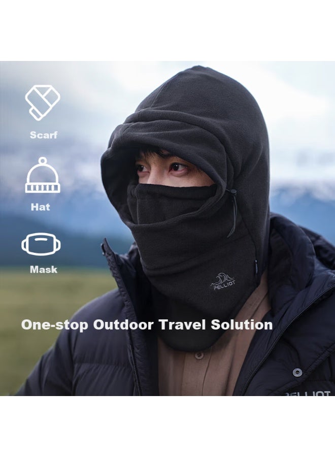 Pelliot Outdoor Hat Autumn Winter Thickened Fleece Unisex Multi-Functional Warm Windproof Cycling Face Mask 16043424 Women Black - Image 3