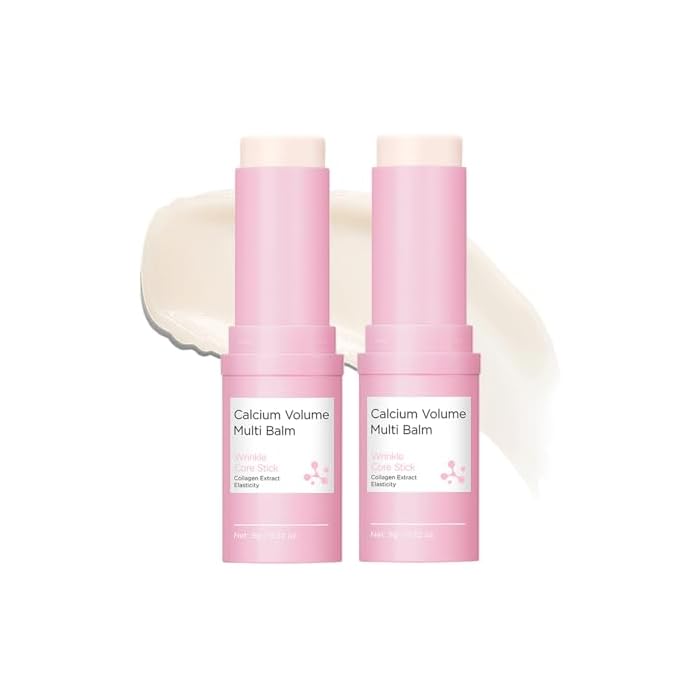 Cemenrete Calcium Volume Multi Balm Stick, Korean Collagen Moisturizing Glow, Hydrating & Anti-Aging Almond Vitamin E for Face, Eyes, Lips & Neck (Multi Balm Stick, 2)