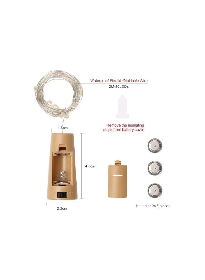 The Bros Bottle Lights, 12 Pack Cork Lights for Bottles, LED Fairy Lights, 2M LED Copper Wire Battery Operated Warm White Lights DIY Decoration for Parties, Wedding, Outdoor(Battery Box Upgrade Design)  - Image 3