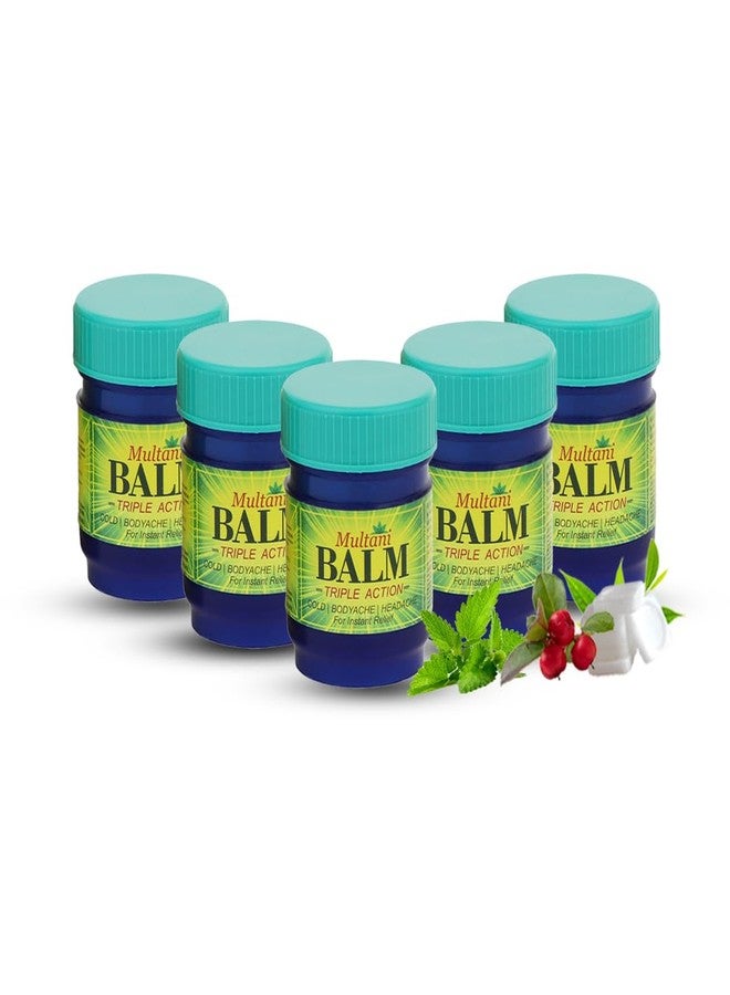 Multani بلسم ملتاني ثلاثي المفعول | بلسم متعدد الأغراض لتسكين الآلام | تخفيف من نزلات البرد وآلام الجسم والصداع | 20 غرام (عبوة من 5) - Image 1