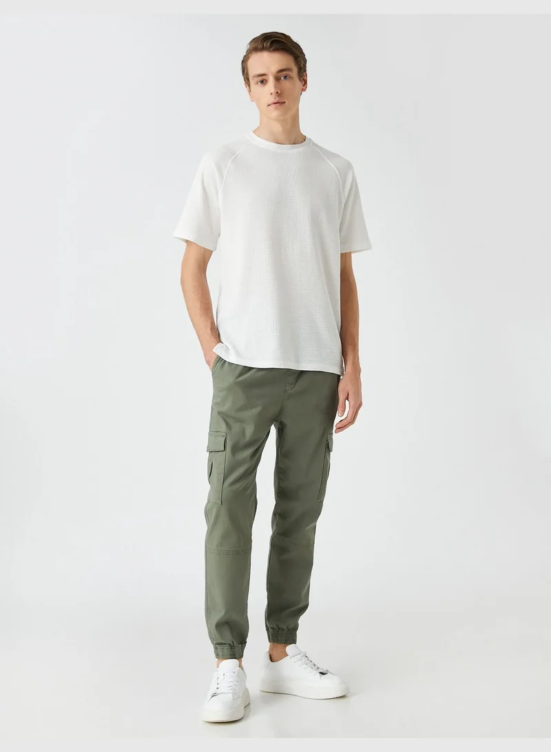 كوتون Basic T-Shirt Crew Neck Tissued Raglan Sleeve Detail