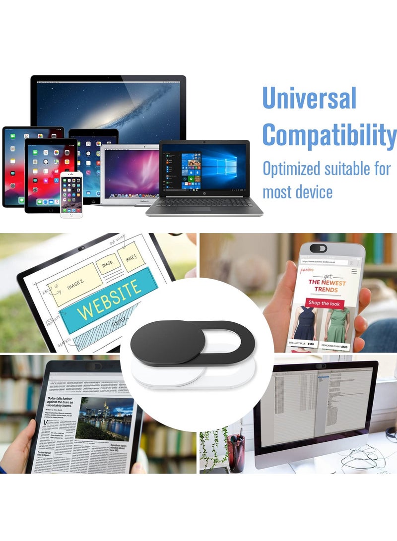 6-piece black network camera cover shutter slider plastic camera cover phone lens sticker suitable for mobile phones, PCs, laptops - Image 3