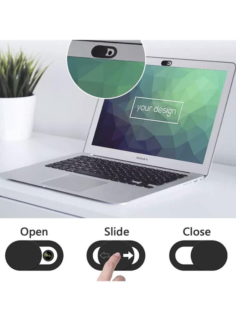 6-piece black network camera cover shutter slider plastic camera cover phone lens sticker suitable for mobile phones, PCs, laptops - Image 2