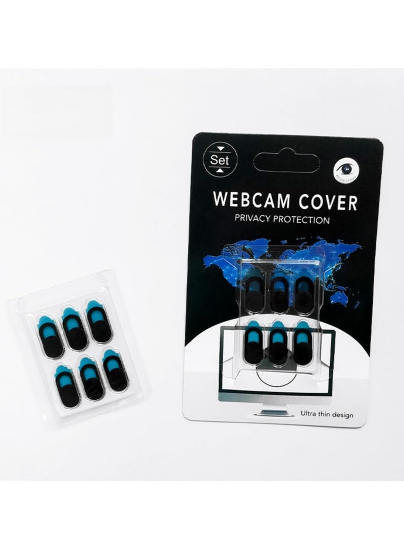 6-piece black network camera cover shutter slider plastic camera cover phone lens sticker suitable for mobile phones, PCs, laptops - Image 1