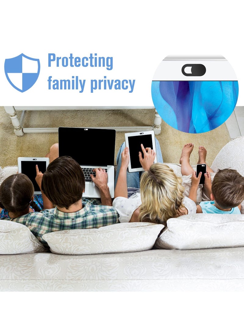 6-piece black network camera cover shutter slider plastic camera cover phone lens sticker suitable for mobile phones, PCs, laptops - Image 4