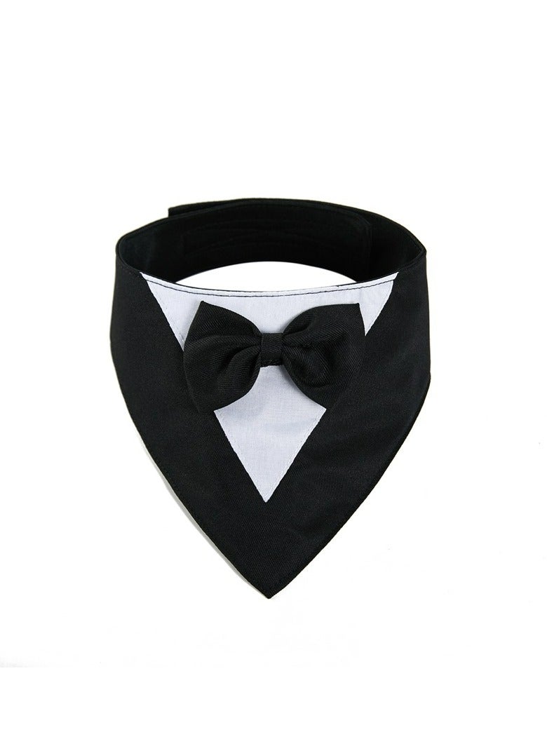 Generic Dog Tuxedo Formal Cat Wedding Bandana Dog Collar with Bow Tie Cat Birthday Costume Valentines Outfit Pet(BLACK-S)  - Image 2