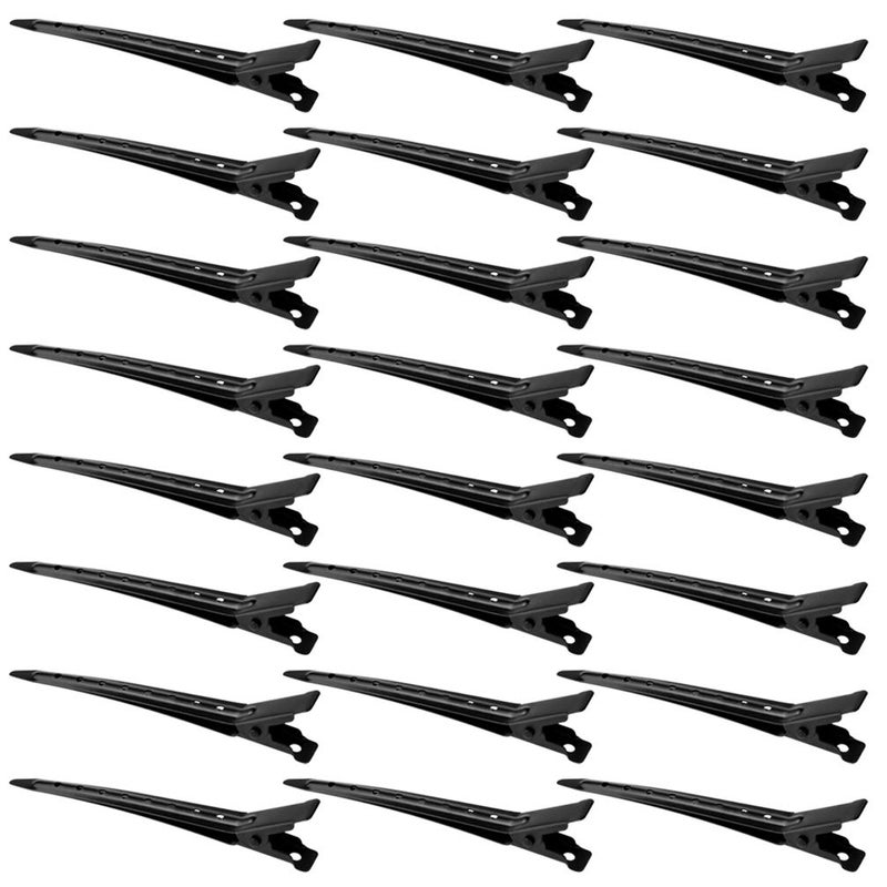Bantoye 24 Packs Duck Bill Clips, Bantoye 3.35 Inches Rustproof Metal Alligator Curl Clips with Holes for Hair Styling, Hair Coloring, Black - Image 1