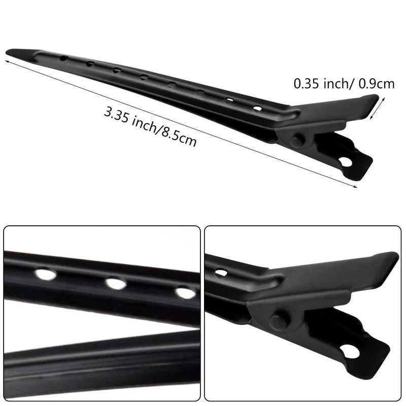 Bantoye 24 Packs Duck Bill Clips, Bantoye 3.35 Inches Rustproof Metal Alligator Curl Clips with Holes for Hair Styling, Hair Coloring, Black - Image 3