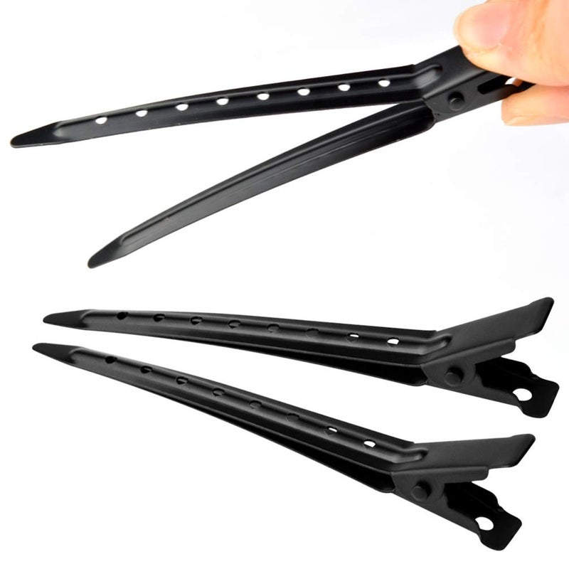 Bantoye 24 Packs Duck Bill Clips, Bantoye 3.35 Inches Rustproof Metal Alligator Curl Clips with Holes for Hair Styling, Hair Coloring, Black - Image 5