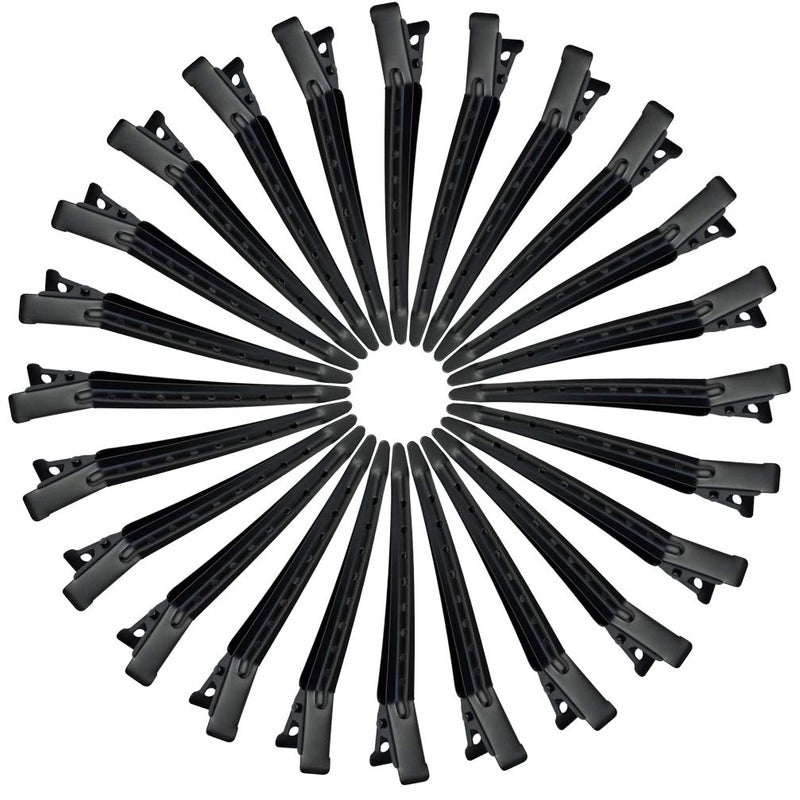Bantoye 24 Packs Duck Bill Clips, Bantoye 3.35 Inches Rustproof Metal Alligator Curl Clips with Holes for Hair Styling, Hair Coloring, Black - Image 2
